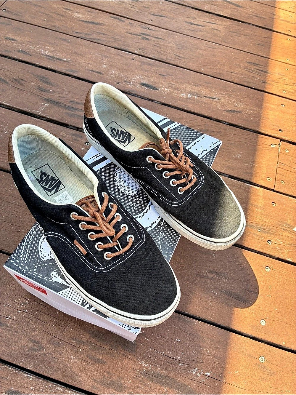 Vans Era 59 C&L Black Material Mix & Brown Sneakers